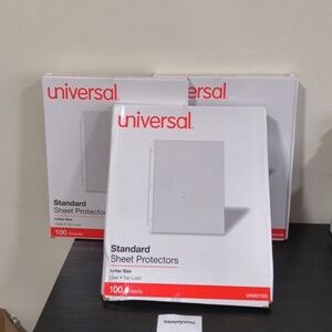 Universal standard clear Sheet Protector, letter sized 100pk x3